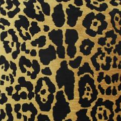 Leopard Print Velvet Cushion in Cotton with Trim and Linen Back - 3087610