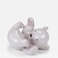 Leopold Anzengruber Leopold Anzengruber Baby Polar Bear Ceramic Sculpture Austria 1950s - 4379469