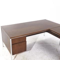 Leopold Mid Century Walnut and Chrome Corner Executive Desk - 3836542