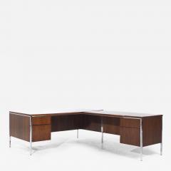 Leopold Mid Century Walnut and Chrome Corner Executive Desk - 3848563