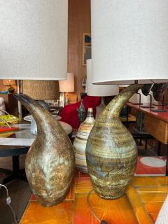 Les 2 Potiers Michelle et Jacques Serre Pair of ceramic lamp by Les 2 Potiers France 1960s - 4313090