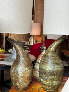 Les 2 Potiers Michelle et Jacques Serre Pair of ceramic lamp by Les 2 Potiers France 1960s - 4313092