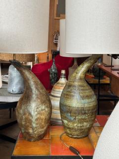 Les 2 Potiers Michelle et Jacques Serre Pair of ceramic lamp by Les 2 Potiers France 1960s - 4313095