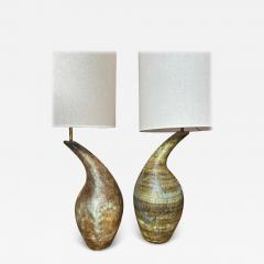 Les 2 Potiers Michelle et Jacques Serre Pair of ceramic lamp by Les 2 Potiers France 1960s - 4319245