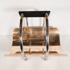 Leslie Beaton American Art Deco Machine Age Log Holder in Chrome Copper by Leslie Beaton - 1579395