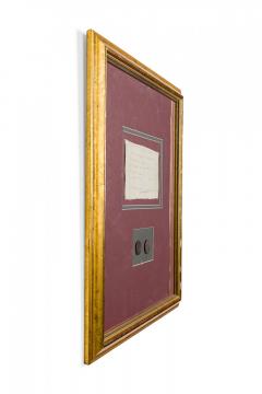 Letter Fragment and Antique Coins in Burgundy Matting and a Gilt Frame - 4517309