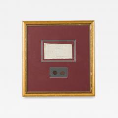 Letter Fragment and Antique Coins in Burgundy Matting and a Gilt Frame - 4539043