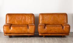 Lev Lev Pair of Italian 1970s Leather Lounge Chairs - 3927695