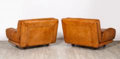 Lev Lev Pair of Italian 1970s Leather Lounge Chairs - 3927707