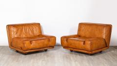 Lev Lev Pair of Italian 1970s Leather Lounge Chairs - 3927709