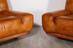 Lev Lev Pair of Italian 1970s Leather Lounge Chairs - 3927711