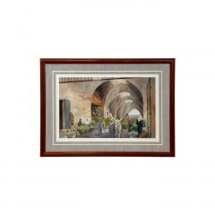 Lewis Barrett Lehrman Watercolor Entitled Market old City Framed Signed - 3535542