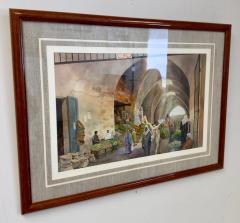 Lewis Barrett Lehrman Watercolor Entitled Market old City Framed Signed - 3535543