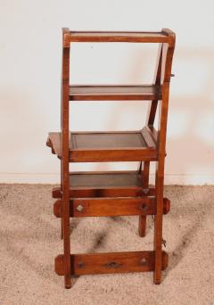 Library Stepladder Transformable Into Chair 19th Century - 3866811