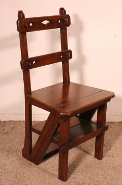 Library Stepladder Transformable Into Chair 19th Century - 3866812