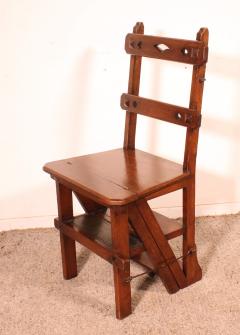 Library Stepladder Transformable Into Chair 19th Century - 3866813