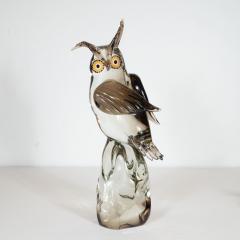 Licio Zanetti Mid Century Modern Signed Hand Blown Murano Owl Sculpture by Licio Zanetti - 1613149