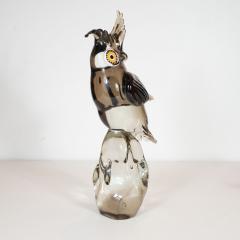 Licio Zanetti Mid Century Modern Signed Hand Blown Murano Owl Sculpture by Licio Zanetti - 1613151