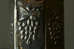 Lidded Box with Grape Decoration in Patinated Silver Plated Brass 19th Century - 4582227