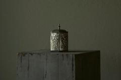 Lidded Box with Grape Decoration in Patinated Silver Plated Brass 19th Century - 4582248