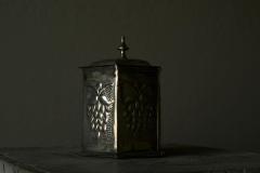 Lidded Box with Grape Decoration in Patinated Silver Plated Brass 19th Century - 4582260