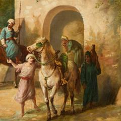 Lieutenant E Long Orientalist Street Scene with Figures by Lieutenant E Long - 4585380