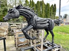 Lifesize Driftwood Black Horse Sculpture Handcrafted by Artist IDN 2024 - 3576515