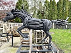 Lifesize Driftwood Black Horse Sculpture Handcrafted by Artist IDN 2024 - 3576516