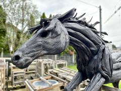 Lifesize Driftwood Black Horse Sculpture Handcrafted by Artist IDN 2024 - 3576517