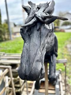 Lifesize Driftwood Black Horse Sculpture Handcrafted by Artist IDN 2024 - 3576518