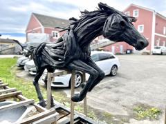 Lifesize Driftwood Black Horse Sculpture Handcrafted by Artist IDN 2024 - 3576519