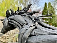 Lifesize Driftwood Black Horse Sculpture Handcrafted by Artist IDN 2024 - 3576521
