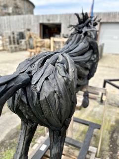 Lifesize Driftwood Black Horse Sculpture Handcrafted by Artist IDN 2024 - 3576523