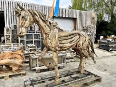 Lifesize Horse Scultpure Driftwood With Metal Frame IDN 2024 - 3608390