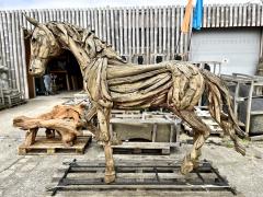 Lifesize Horse Scultpure Driftwood With Metal Frame IDN 2024 - 3608391