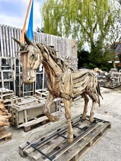 Lifesize Horse Scultpure Driftwood With Metal Frame IDN 2024 - 3608393