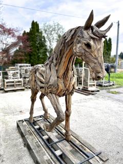 Lifesize Horse Scultpure Driftwood With Metal Frame IDN 2024 - 3608394
