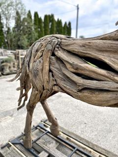 Lifesize Horse Scultpure Driftwood With Metal Frame IDN 2024 - 3608404