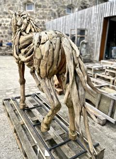 Lifesize Horse Scultpure Driftwood With Metal Frame IDN 2024 - 3608406