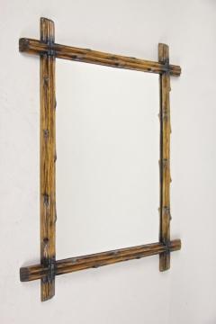 Light Brown Black Forest Wall Mirror with Blackened Accents Austria circa 1890 - 3460804