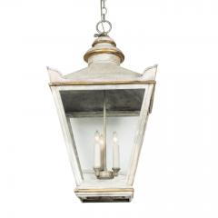 Light Gray Painted Iron Lantern - 4403116