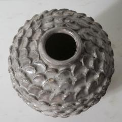 Light Grey Vase with Scale Motif Mark unknown France c 1940 - 811593