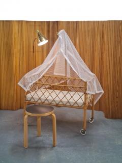 Light Mobile Vintage Finnish Baby Bed Cot in Cane Rattan 1960s - 3986852