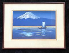 Lilian May Miller Vintage Framed Woodblock Print Moonlight on Mt Fuji by Lillian Miller - 4803159