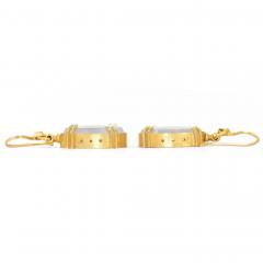 Lilly Fitzgerald Lilly Fitzgerald Collectors Rainbow Moonstone 22k Yellow Gold Handmade Earrings - 4701359