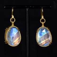 Lilly Fitzgerald Lilly Fitzgerald Collectors Rainbow Moonstone 22k Yellow Gold Handmade Earrings - 4701361
