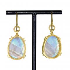 Lilly Fitzgerald Lilly Fitzgerald Collectors Rainbow Moonstone 22k Yellow Gold Handmade Earrings - 4701362