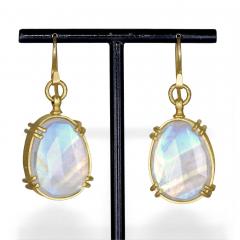 Lilly Fitzgerald Lilly Fitzgerald Collectors Rainbow Moonstone 22k Yellow Gold Handmade Earrings - 4701363