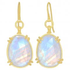 Lilly Fitzgerald Lilly Fitzgerald Collectors Rainbow Moonstone 22k Yellow Gold Handmade Earrings - 4748589
