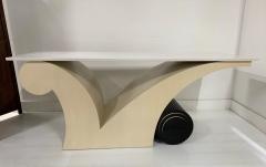 Limed Oak Art Deco Style White Quartz Top Console Table - 1306818